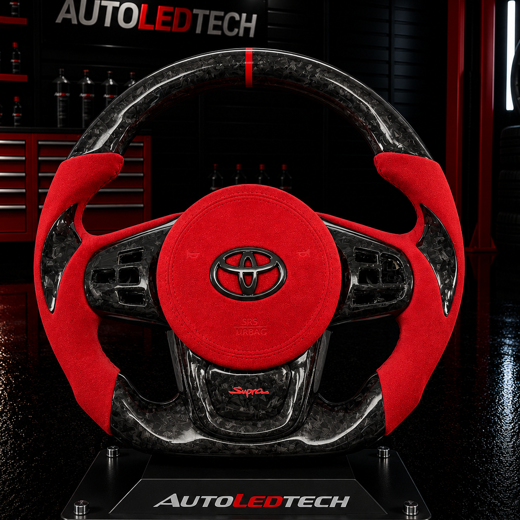 2019-2026+ Toyota Supra Custom Carbon Fiber Steering Wheel - AutoLEDTech.com