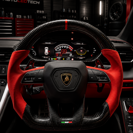 2018-2026+ Lamborghini Urus Custom Carbon Fiber Steering Wheel - AutoLEDTech.com