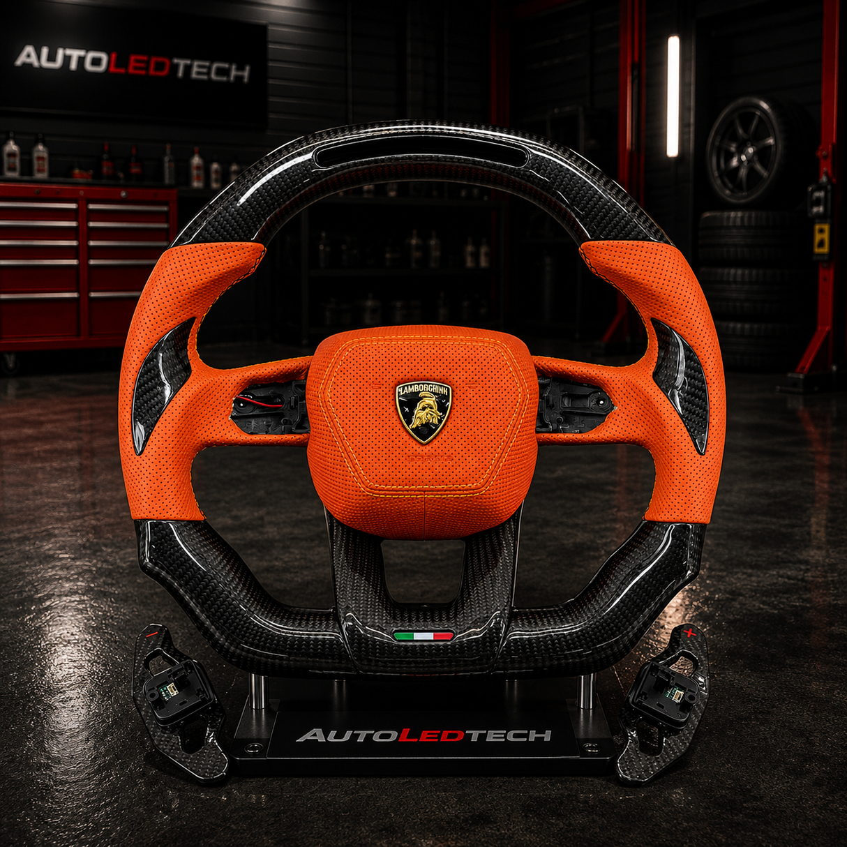2018-2026+ Lamborghini Urus Custom Carbon Fiber Steering Wheel - AutoLEDTech.com