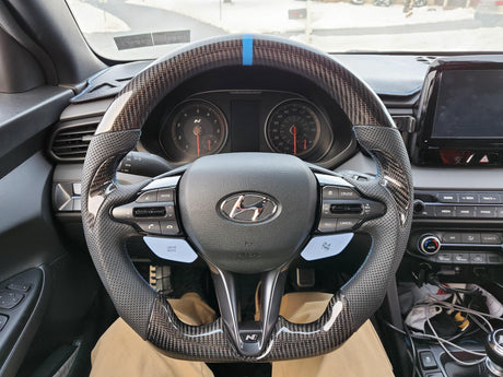 2019-2026+ Hyundai Veloster/Elantra N Custom Carbon Fiber Steering Wheel - AutoLEDTech.com