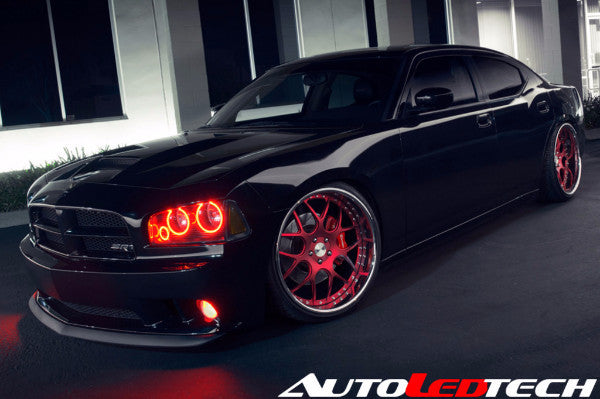 2005-2010 Dodge Charger RGBW Color-Chasing Halo Kit LED headlight kit AutoLEDTech Oracle Lighting Trendz Flow Series RGBHaloKits OneUpLighting Morimoto