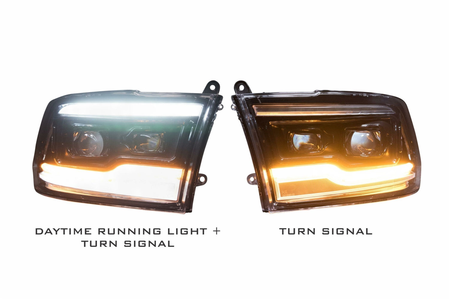 2009-2018 Dodge Ram 1500 2500 HD LED DRL Projector Headlight Assemblies LED headlight kit AutoLEDTech Oracle Lighting Trendz Flow Series RGBHaloKits OneUpLighting Morimoto