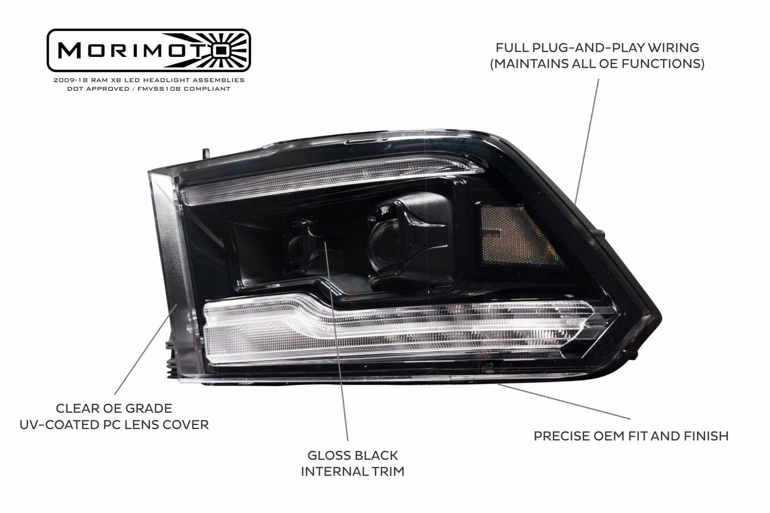 2009-2018 Dodge Ram 1500 2500 HD LED DRL Projector Headlight Assemblies LED headlight kit AutoLEDTech Oracle Lighting Trendz Flow Series RGBHaloKits OneUpLighting Morimoto
