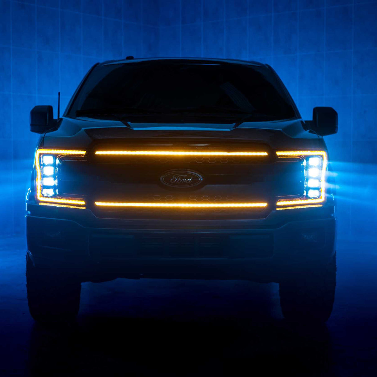 2018-2020 FORD F-150 White or Amber LED DRL Grill Light Assembly LED headlight kit AutoLEDTech Oracle Lighting Trendz Flow Series RGBHaloKits OneUpLighting Morimoto