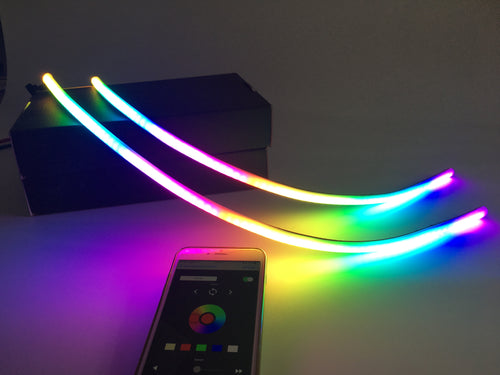 Universal Flexible Color-Chasing RGBW LED DRL Tubes Strips (12" | 24" | 36") LED headlight kit AutoLEDTech Oracle Lighting Trendz Flow Series RGBHaloKits OneUpLighting Morimoto