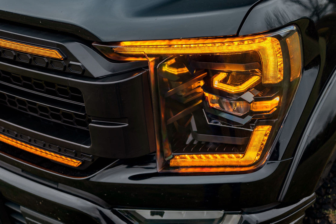 2021 2023 Ford F 150 Amber LED DRL Projector Headlights AutoLEDTech