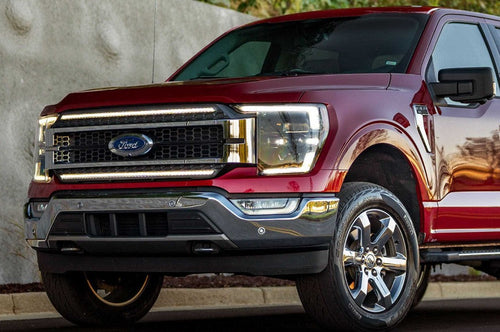 2021-2023+ Ford F-150 White LED DRL Projector Replacement Headlights (For Halogen/Reflector Models) LED headlight kit AutoLEDTech Oracle Lighting Trendz Flow Series RGBHaloKits OneUpLighting Morimoto