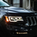 2014-2022 Jeep Grand Cherokee WK2 LED DRL Projector Replacement Headlights - Fits all models LED headlight kit AutoLEDTech Oracle Lighting Trendz Flow Series RGBHaloKits OneUpLighting Morimoto