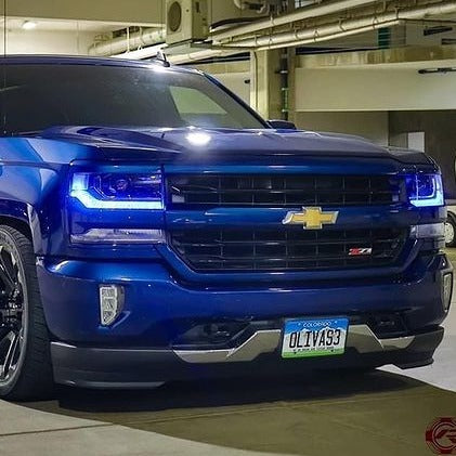 2016-2018 Chevrolet Silverado RGBW Color-Chasing LED DRL Boards LED headlight kit AutoLEDTech Oracle Lighting Trendz Flow Series RGBHaloKits OneUpLighting Morimoto