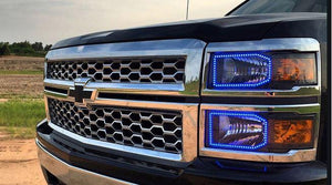 2014-2015 Chevrolet Silverado RGBW Color-Chasing LED Halo Kit (Halogen) LED headlight kit AutoLEDTech Oracle Lighting Trendz Flow Series RGBHaloKits OneUpLighting Morimoto