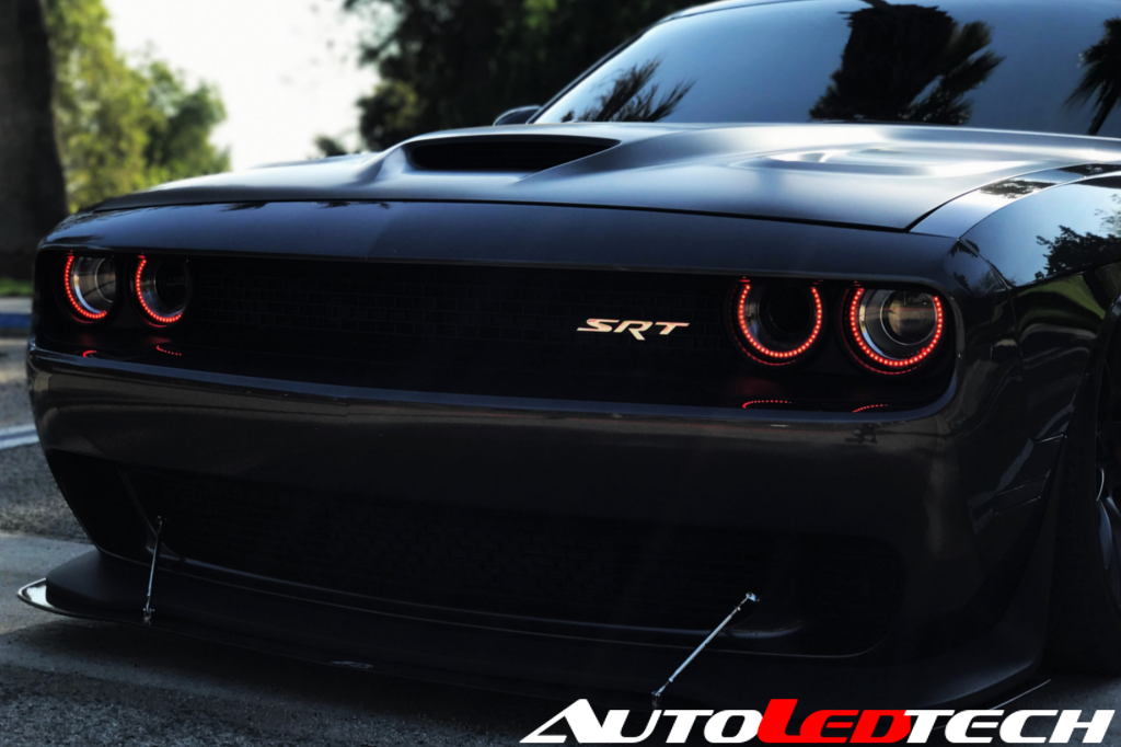 2015-2023 Dodge Challenger RGBW Color-Chasing LED Halo Kit LED headlight kit AutoLEDTech Oracle Lighting Trendz Flow Series RGBHaloKits OneUpLighting Morimoto