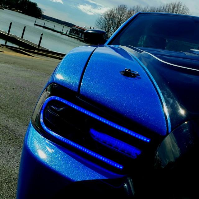 2011-2014 Dodge Charger RGBW Color-Chasing LED DRL Halo Projector Headlights - 2015+ Style Design LED headlight kit AutoLEDTech Oracle Lighting Trendz Flow Series RGBHaloKits OneUpLighting Morimoto