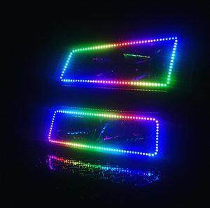 2003-2006 Chevrolet Silverado/Avalanche Prebuilt RGBW Color-Chasing LED Halo Headlights LED headlight kit AutoLEDTech Oracle Lighting Trendz Flow Series RGBHaloKits OneUpLighting Morimoto