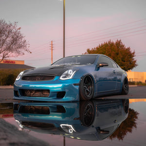 2003-2007 Infiniti G35 Coupe RGBW Color-Chasing LED Halo DRL Headlights - Flow Series LED headlight kit AutoLEDTech Oracle Lighting Trendz Flow Series RGBHaloKits OneUpLighting Morimoto