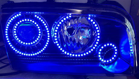 2005-2010 Dodge Charger RGBW Color-Chasing Halo Kit LED headlight kit AutoLEDTech Oracle Lighting Trendz Flow Series RGBHaloKits OneUpLighting Morimoto