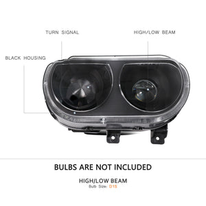 2008-2014 Dodge Challenger RGBW Color-Chasing LED Halo Prebuilt Projector Headlights (Flow Series) - AutoLEDTech.com