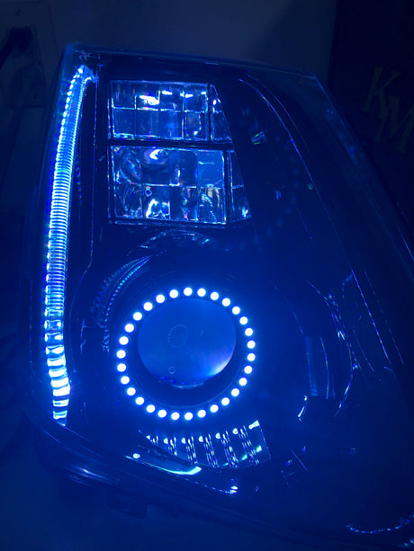 2008-2015 Cadillac CTS CTS-V RGBW Color-Chasing LED Halo DRL Kit LED headlight kit AutoLEDTech Oracle Lighting Trendz Flow Series RGBHaloKits OneUpLighting Morimoto