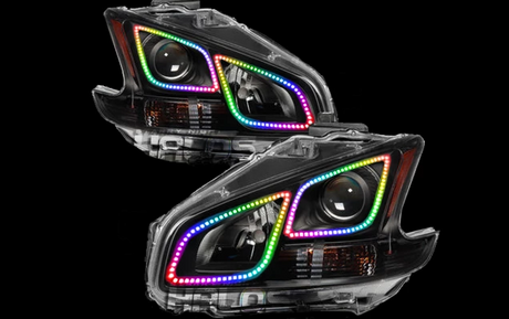 2013-2015 Nissan Altima RGBW Color-Chasing LED Halo Kit LED headlight kit AutoLEDTech Oracle Lighting Trendz Flow Series RGBHaloKits OneUpLighting Morimoto