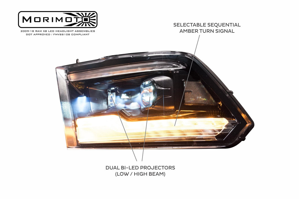 2009-2018 Dodge Ram 1500 2500 HD LED DRL Projector Headlight Assemblies LED headlight kit AutoLEDTech Oracle Lighting Trendz Flow Series RGBHaloKits OneUpLighting Morimoto