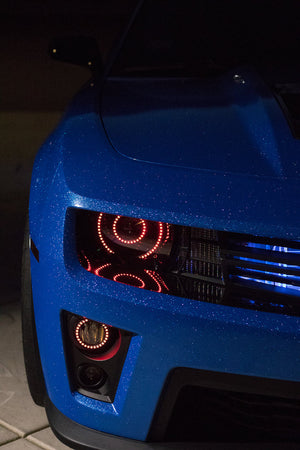 2010-2015 Chevrolet Camaro RS/SS/ZL1 RGBW Color-Chasing LED Prebuilt Halo Headlights - (Flow Series) LED headlight kit AutoLEDTech Oracle Lighting Trendz Flow Series RGBHaloKits OneUpLighting Morimoto