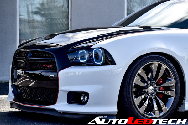 2011-2014 Dodge Charger RGBW Color-Chasing LED Halo Kit LED headlight kit AutoLEDTech Oracle Lighting Trendz Flow Series RGBHaloKits OneUpLighting Morimoto