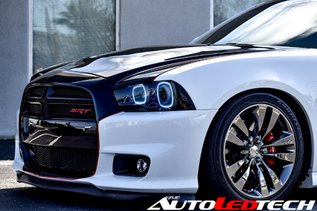 2011-2014 Dodge Charger RGBW Color-Chasing LED Halo Kit LED headlight kit AutoLEDTech Oracle Lighting Trendz Flow Series RGBHaloKits OneUpLighting Morimoto