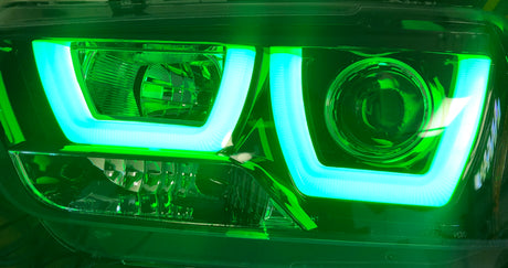 2011-2014 Dodge Charger Spec-D RGBW Color-Chasing LED DRL Boards LED headlight kit AutoLEDTech Oracle Lighting Trendz Flow Series RGBHaloKits OneUpLighting Morimoto