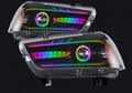2011-2014 Dodge Charger RGBW Color-Chasing LED DRL Halo Projector Headlights - 2015+ Style Design LED headlight kit AutoLEDTech Oracle Lighting Trendz Flow Series RGBHaloKits OneUpLighting Morimoto
