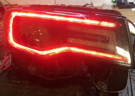 2011-2021 Jeep Grand Cherokee WK2 RGBW Color-Chasing LED DRL Replacement Headlights - Halogen to LED DRL HID Conversion LED headlight kit AutoLEDTech Oracle Lighting Trendz Flow Series RGBHaloKits OneUpLighting Morimoto