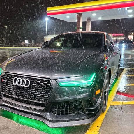 2012-2015 Audi A7/S7/RS7 RGBW Color-Chasing DRL Tube Kit LED headlight kit AutoLEDTech Oracle Lighting Trendz Flow Series RGBHaloKits OneUpLighting Morimoto