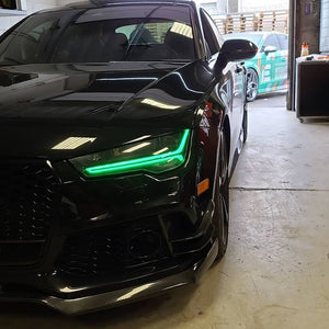 2012-2015 Audi A7/S7/RS7 RGBW Color-Chasing DRL Tube Kit LED headlight kit AutoLEDTech Oracle Lighting Trendz Flow Series RGBHaloKits OneUpLighting Morimoto
