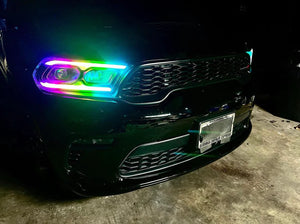 2021-2023+ Dodge Durango RGBW Color-Chasing LED DRL Prebuilt Headlights (Flow Series) LED headlight kit AutoLEDTech Oracle Lighting Trendz Flow Series RGBHaloKits OneUpLighting Morimoto