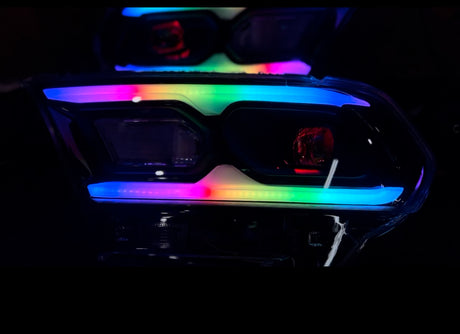 2021-2023+ Dodge Durango RGBW Color-Chasing LED DRL Prebuilt Headlights (Flow Series) LED headlight kit AutoLEDTech Oracle Lighting Trendz Flow Series RGBHaloKits OneUpLighting Morimoto