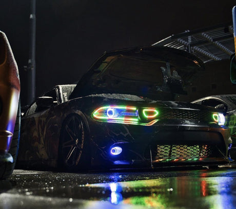 2015-2023 Dodge Charger RGBW Color Chasing LED Grill Snorkel Air Intake Halo Kit LED headlight kit AutoLEDTech Oracle Lighting Trendz Flow Series RGBHaloKits OneUpLighting Morimoto