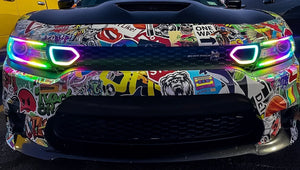 2015-2022 Dodge Charger RGBW Color Chasing LED Illuminated Grill Snorkel Air Intake Light Assembly LED headlight kit AutoLEDTech Oracle Lighting Trendz Flow Series RGBHaloKits OneUpLighting Morimoto