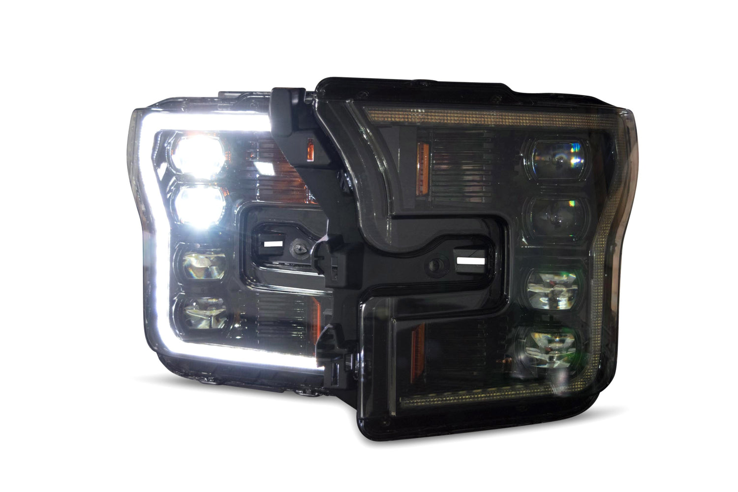 2016-2020 Ford Raptor & F150 White or Amber LED DRL Projector Headlight Assemblies LED headlight kit AutoLEDTech Oracle Lighting Trendz Flow Series RGBHaloKits OneUpLighting Morimoto