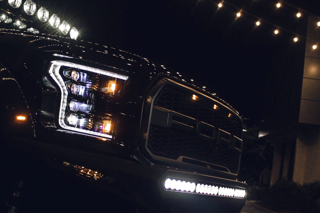 2016-2020 Ford Raptor & F150 White or Amber LED DRL Projector Headligh ...