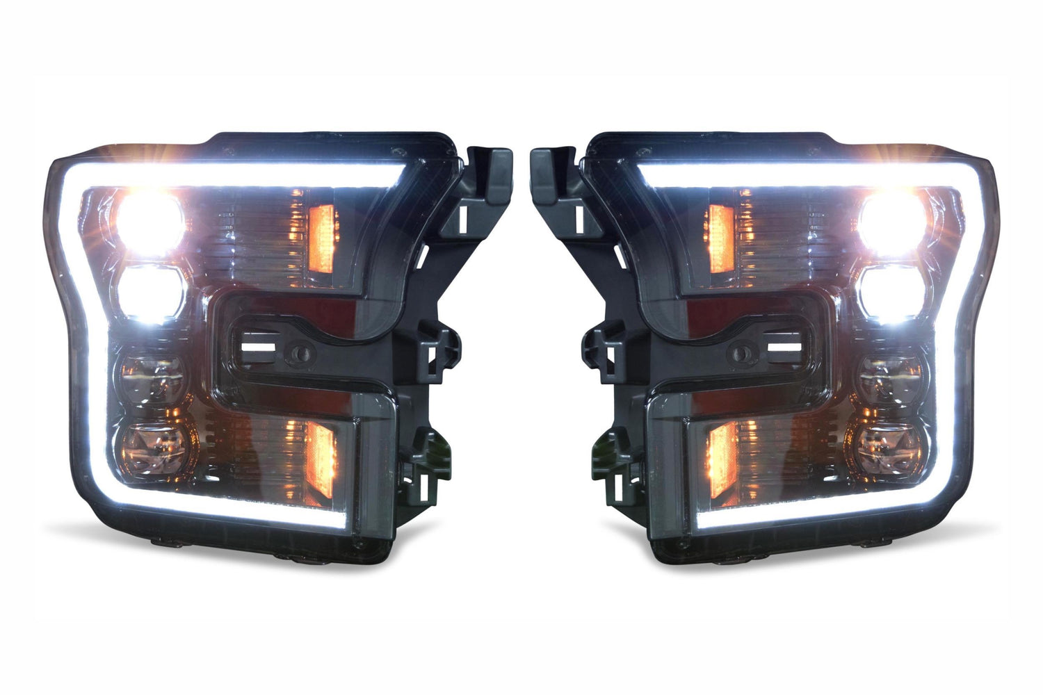 2016-2020 Ford Raptor & F150 White or Amber LED DRL Projector Headlight Assemblies LED headlight kit AutoLEDTech Oracle Lighting Trendz Flow Series RGBHaloKits OneUpLighting Morimoto