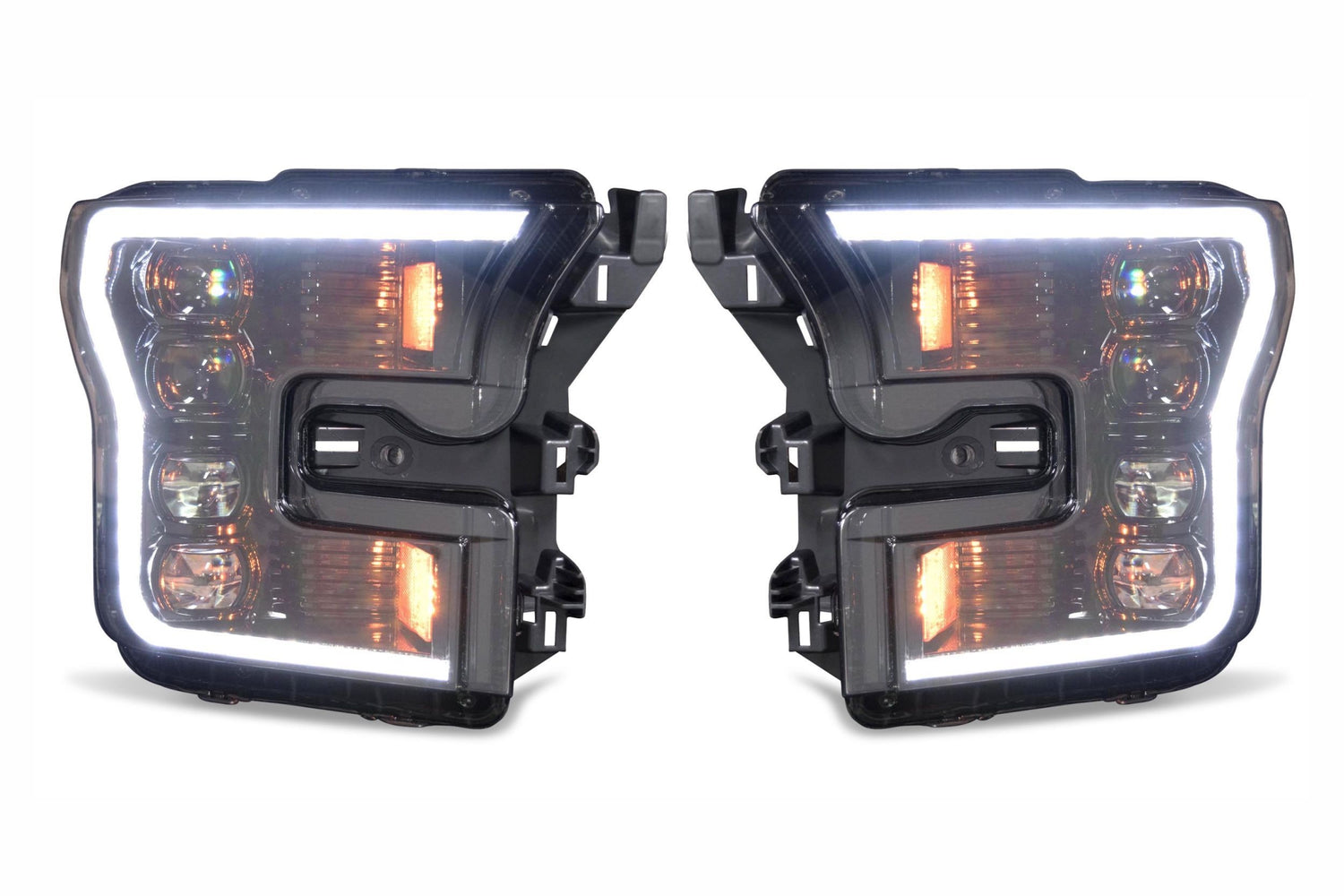 2016-2020 Ford Raptor & F150 White or Amber LED DRL Projector Headlight Assemblies LED headlight kit AutoLEDTech Oracle Lighting Trendz Flow Series RGBHaloKits OneUpLighting Morimoto
