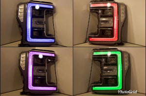 2017-2019 Ford F250 F350 Super Duty RGBW +A LED DRL Boards LED headlight kit AutoLEDTech Oracle Lighting Trendz Flow Series RGBHaloKits OneUpLighting Morimoto