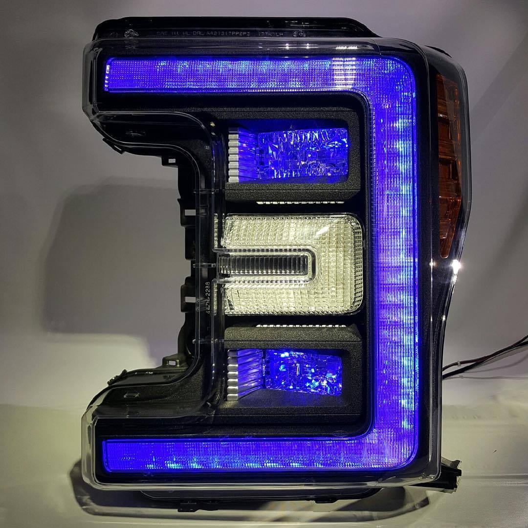 2017-2019 Ford F250 F350 Super Duty RGBW +A LED DRL Boards LED headlight kit AutoLEDTech Oracle Lighting Trendz Flow Series RGBHaloKits OneUpLighting Morimoto