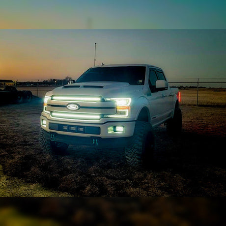 2018-2020 Ford F150 LED Grill Accent Lights Kit | XL, STX, XLT, KR, Lariat, Platinum, Limited LED headlight kit AutoLEDTech Oracle Lighting Trendz Flow Series RGBHaloKits OneUpLighting Morimoto
