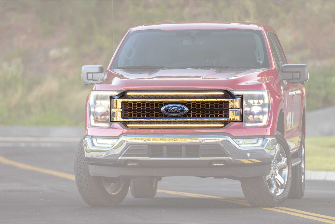 2021-2023+ Ford F-150 White LED DRL Projector Replacement Headlights (For Halogen/Reflector Models) LED headlight kit AutoLEDTech Oracle Lighting Trendz Flow Series RGBHaloKits OneUpLighting Morimoto