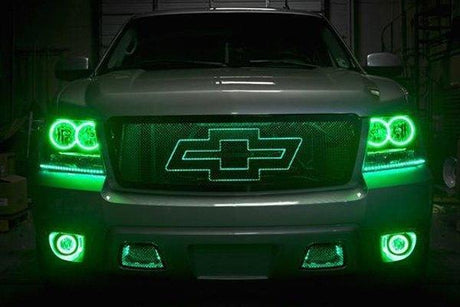 2007-2013 Chevrolet Avalanche RGBW Color-Chasing LED Halo Kit LED headlight kit AutoLEDTech Oracle Lighting Trendz Flow Series RGBHaloKits OneUpLighting Morimoto
