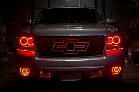 2007-2013 Chevrolet Avalanche RGBW Color-Chasing LED Halo Kit LED headlight kit AutoLEDTech Oracle Lighting Trendz Flow Series RGBHaloKits OneUpLighting Morimoto