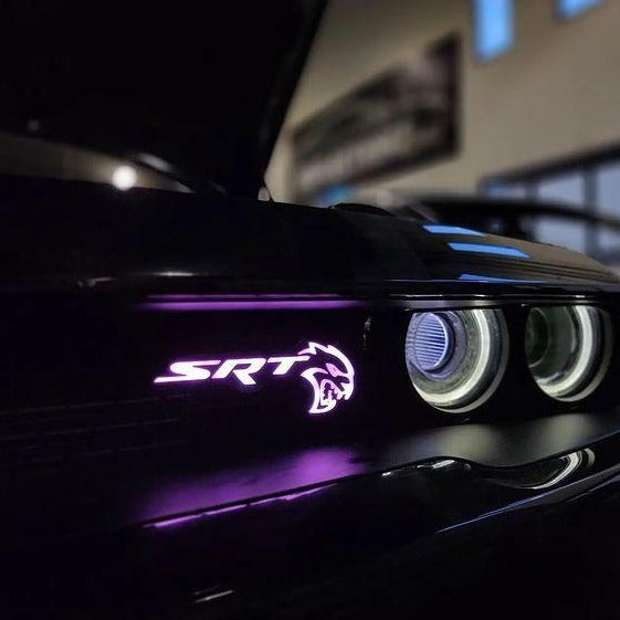2015-2023 Dodge SRT Hellcat White or RGB LED Badge Emblem Logo LED headlight kit AutoLEDTech Oracle Lighting Trendz Flow Series RGBHaloKits OneUpLighting Morimoto