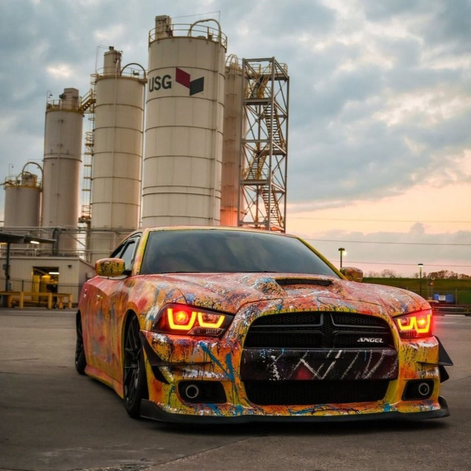 2011-2014 Dodge Charger RGBW Color-Chasing Spec-D LED Halo DRL Headlights (Flow Series) LED headlight kit AutoLEDTech Oracle Lighting Trendz Flow Series RGBHaloKits OneUpLighting Morimoto