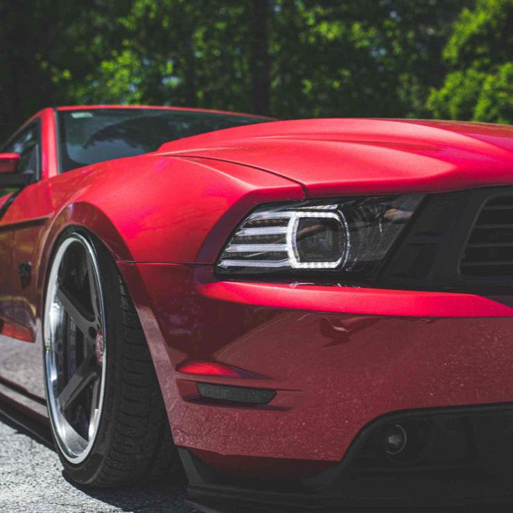 2010-2014 Ford Mustang LED DRL Projector Replacement Headlights LED headlight kit AutoLEDTech Oracle Lighting Trendz Flow Series RGBHaloKits OneUpLighting Morimoto