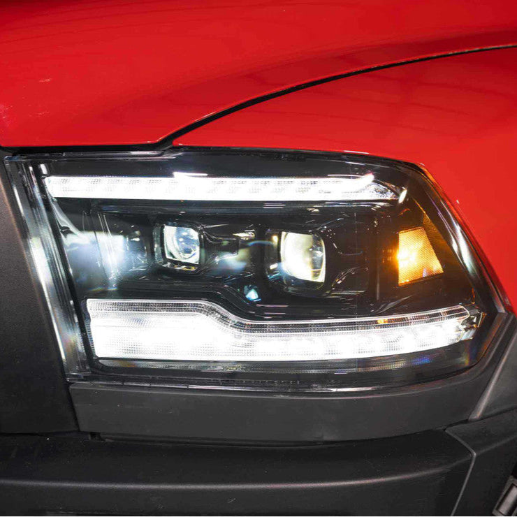 2009-2018 Dodge Ram 1500 2500 HD LED DRL Projector Headlight Assemblies LED headlight kit AutoLEDTech Oracle Lighting Trendz Flow Series RGBHaloKits OneUpLighting Morimoto