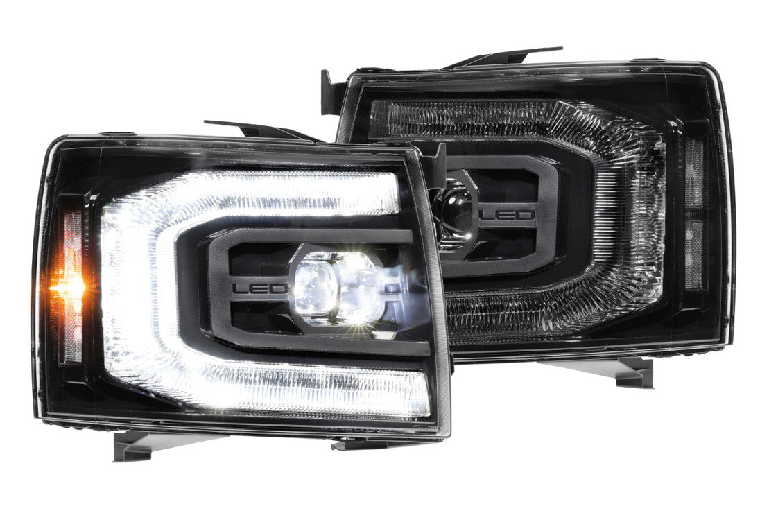 2007-2013 Chevrolet Silverado LED DRL Projector Replacement Headlights LED headlight kit AutoLEDTech Oracle Lighting Trendz Flow Series RGBHaloKits OneUpLighting Morimoto